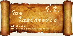 Ivo Kaplarović vizit kartica